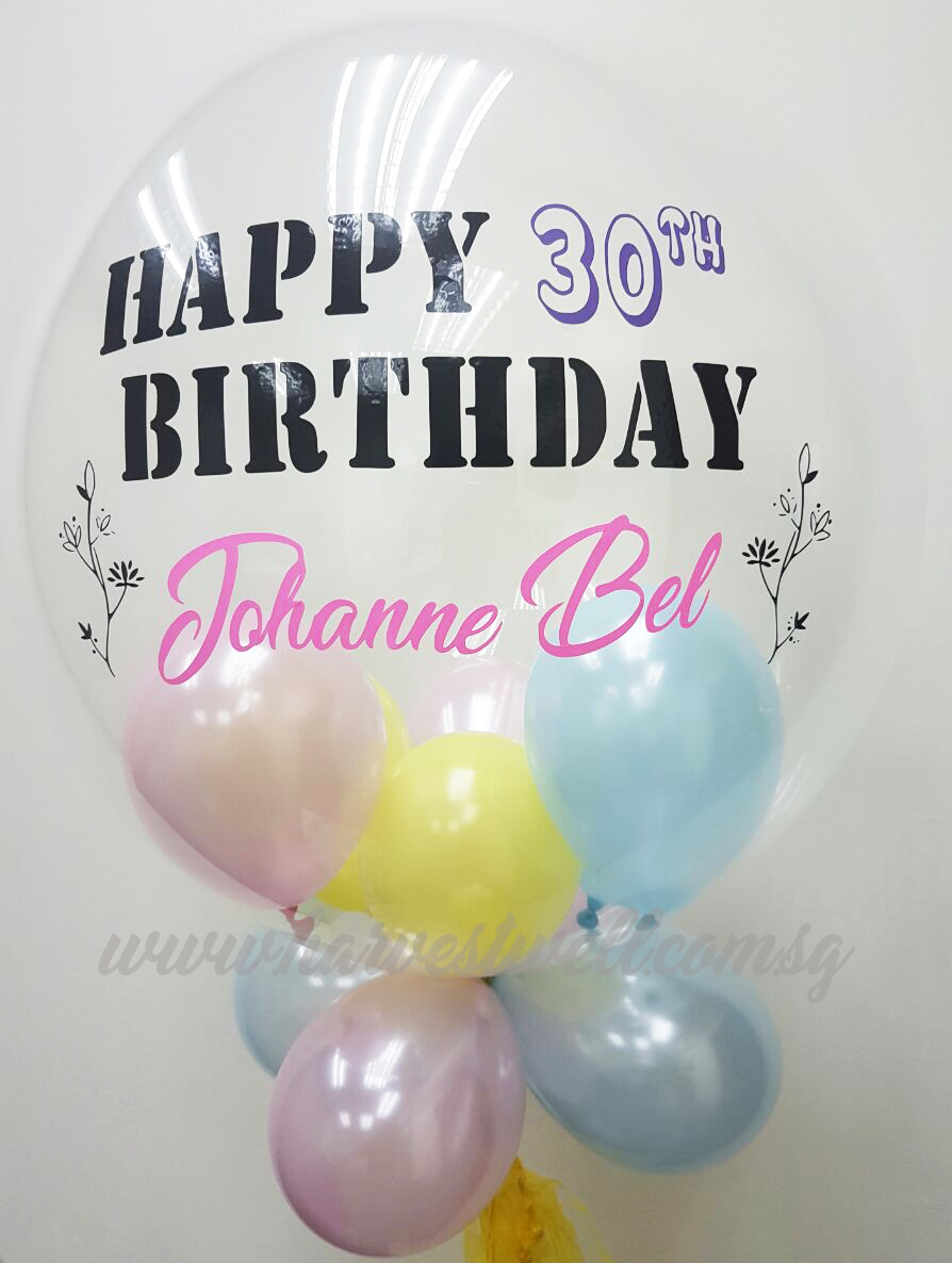 Customised Birthday Floral Bubble Balloon Customised Birthday Floral Bubble Balloon